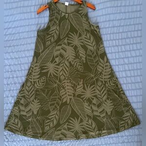 Old Navy Olive Green Leaf Print Dress